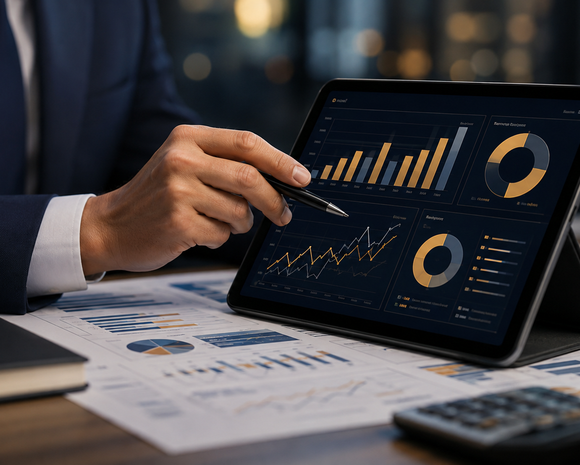 Analyse de tableaux de bord commerciaux sur tablette pour mesurer la performance, identifier les priorités et améliorer les ventes