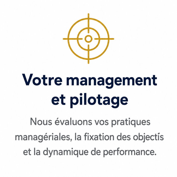 Pictogramme cible représentant l’analyse du management commercial, du pilotage des objectifs et de la dynamique de performance
