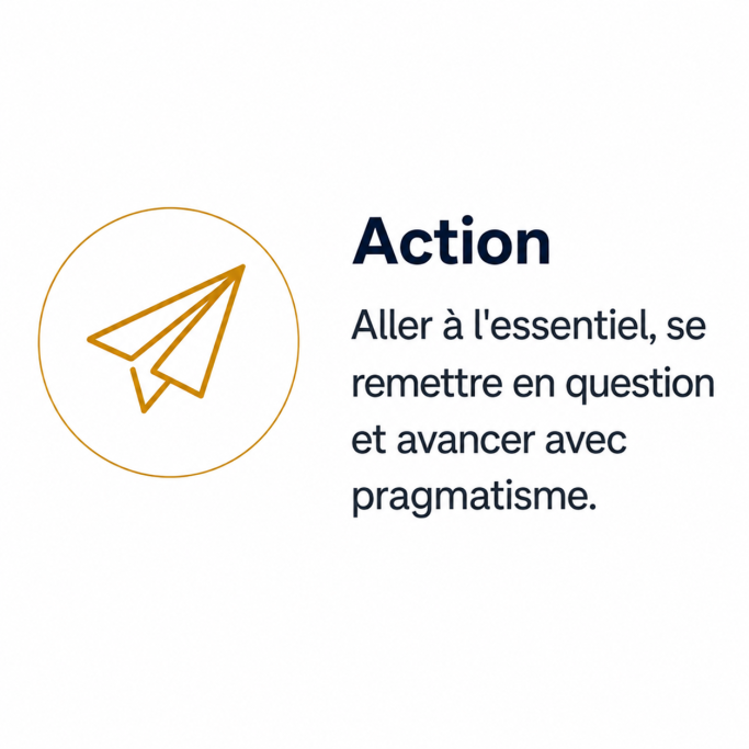 Pictogramme avion en papier représentant l’action, le pragmatisme et la mise en mouvement des projets commerciaux