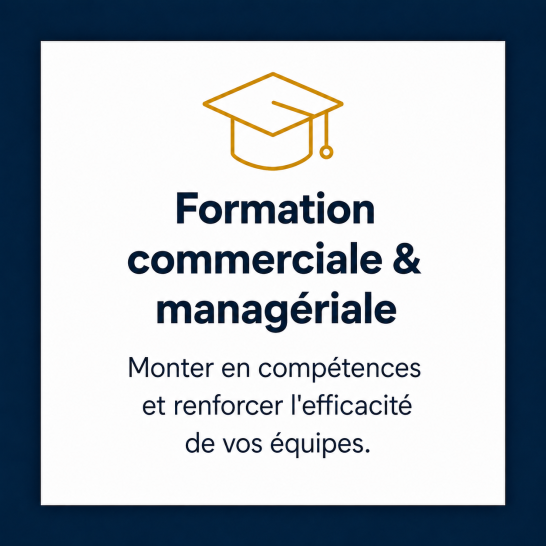 Pictogramme chapeau de formation représentant la montée en compétences commerciales et managériales des équipes