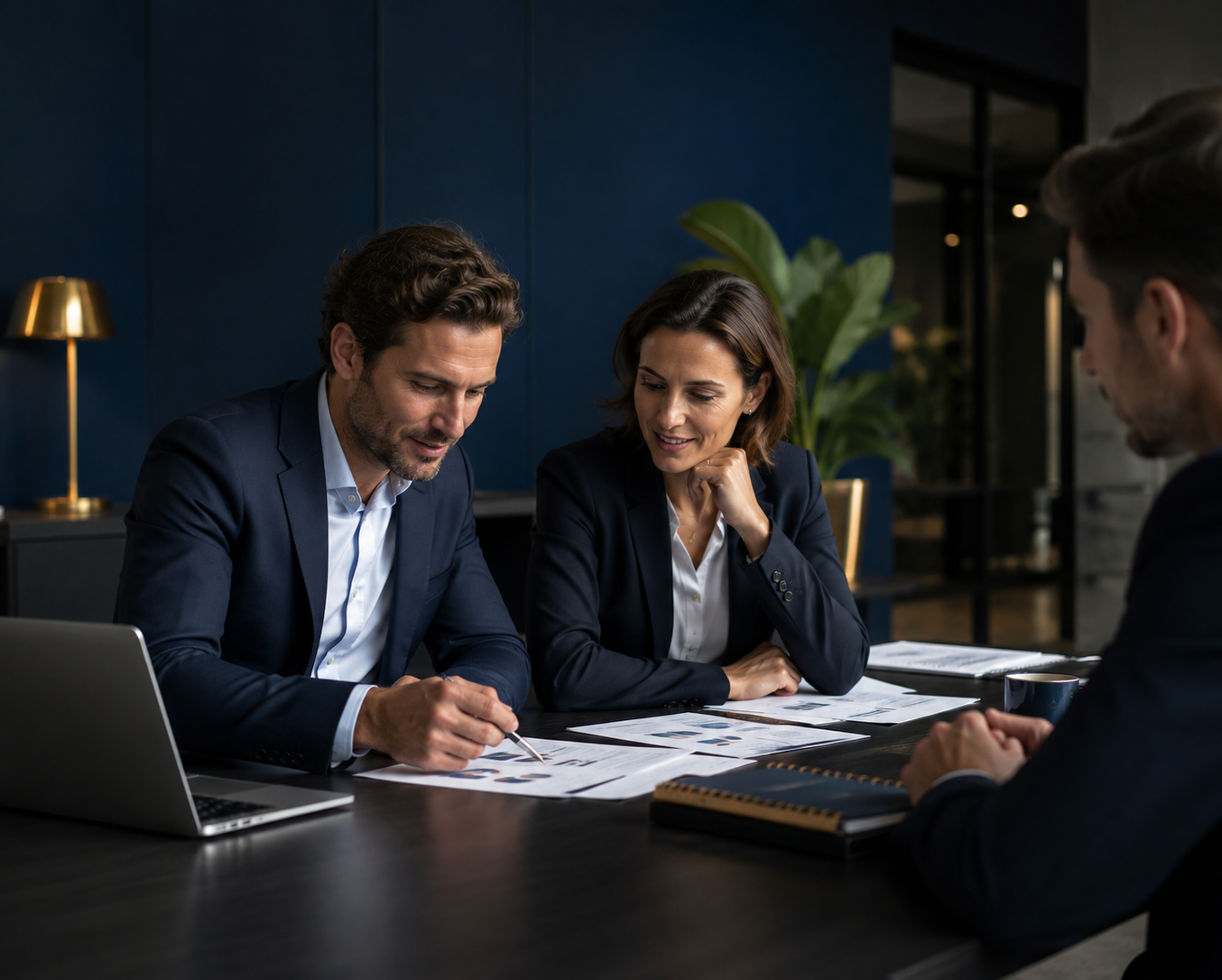 Réunion professionnelle entre plusieurs personnes autour d’un plan commercial pour structurer, développer et renforcer la performance terrai