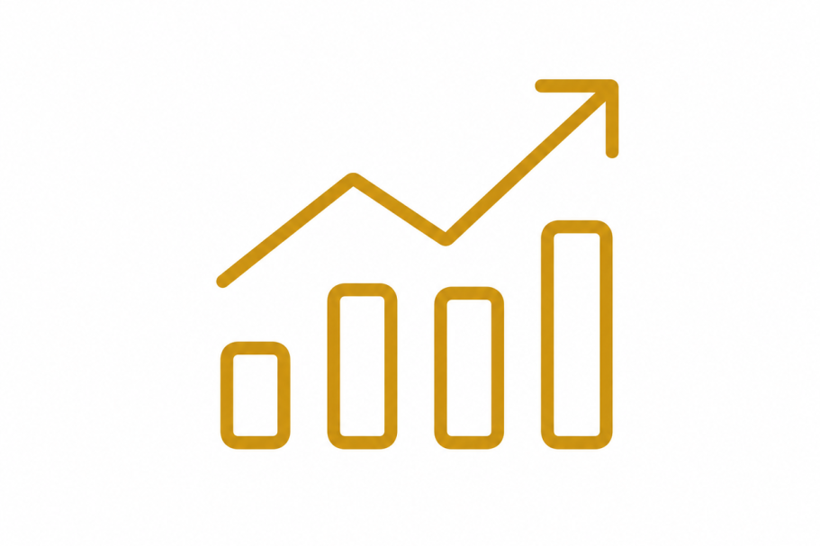 Pictogramme graphique en progression représentant le développement commercial, la prospection, les rendez-vous et l’augmentation des ventes