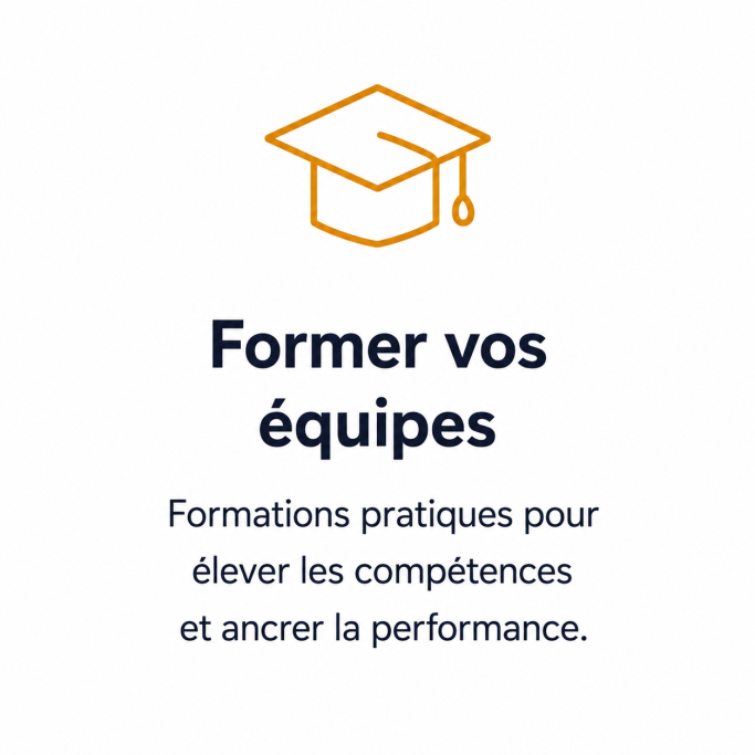 Pictogramme chapeau de formation représentant la montée en compétences des équipes commerciales et l’ancrage de la performance