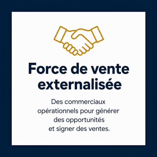 Pictogramme poignée de main représentant une force de vente externalisée pour développer les opportunités commerciales